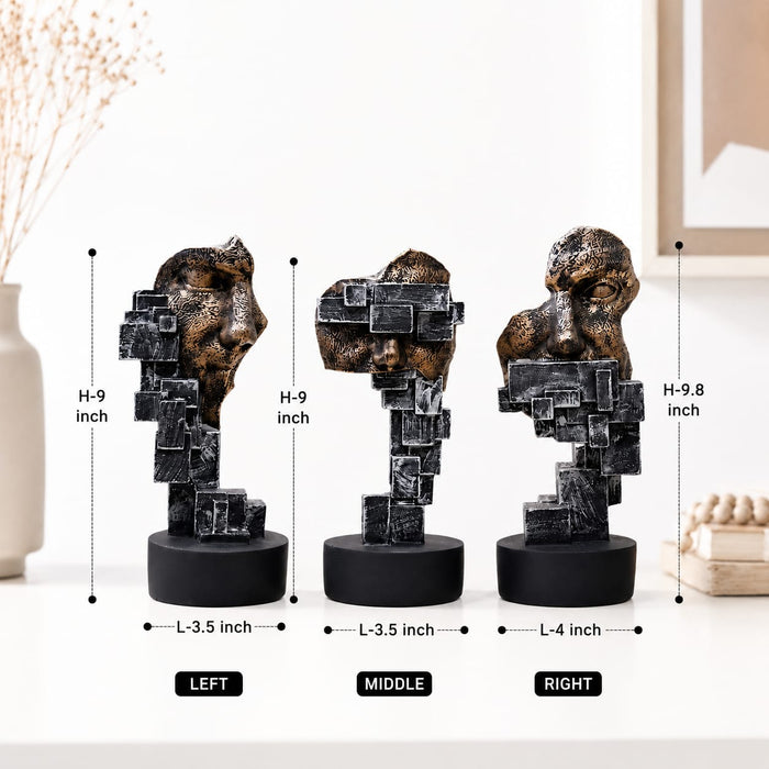 Abstract Cubic Split Faces Modern Resin Decor Set of 3 (9.8 Inch) - View 6