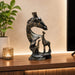 Full front view of Abstract Giraffe Family Resin Sculpture (11 Inch) on display base against clean studio background