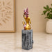 Three-quarter perspective angle view showcasing dynamic form and balanced proportions of Abstract Golden Female Resin Figurine with Floral Mask (12.3 Inch)