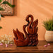 Abstract Wood-Finish Resin Swan Pair Showpiece (11 Inch) - View 2