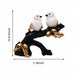 Affectionate White Bird Couple on Branch with Gold Leaves Resin Decor (6.5 Inch) - View 6