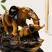 Amber Finish Five Walking Elephants on Log Resin Sculpture (17 Inch) - View 1