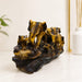 Amber Finish Five Walking Elephants on Log Resin Sculpture (17 Inch) - View 3