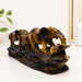 Amber Finish Five Walking Elephants on Log Resin Sculpture (17 Inch) - View 4