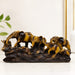 Amber Finish Five Walking Elephants on Log Resin Sculpture (17 Inch) - View 5
