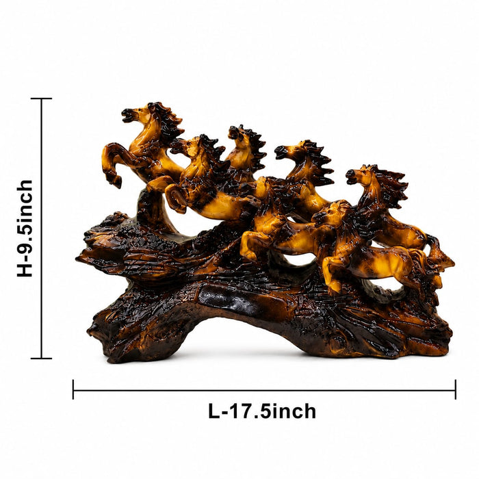 Amber Finish Seven Galloping Horses Resin Showpiece (9.5 Inch) - View 6