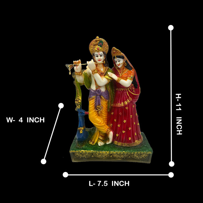 Divine Radha Krishna Idol with Peacock Detailing