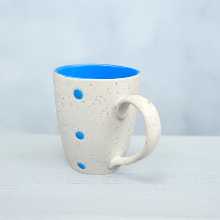 Speckled Ceramic Mug with Blue Dots and Inner Glaze - 300ml