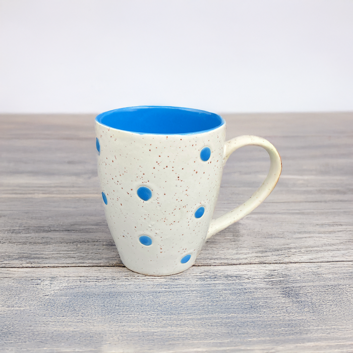 Speckled Ceramic Mug with Blue Dots and Inner Glaze - 300ml