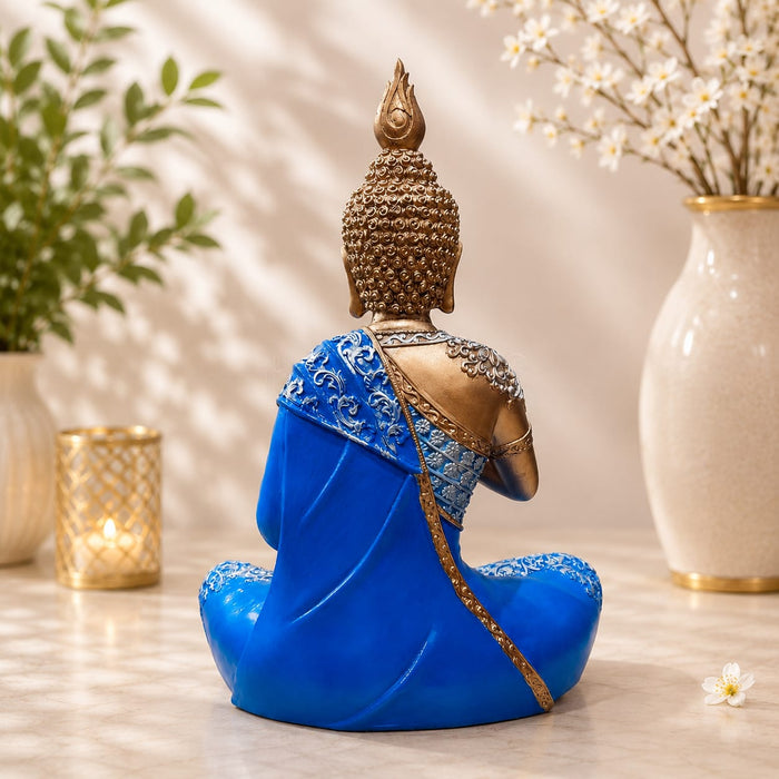 Blue & Gold Meditating Resin Buddha Statue (Style 1) (11.5 Inch) - View 4