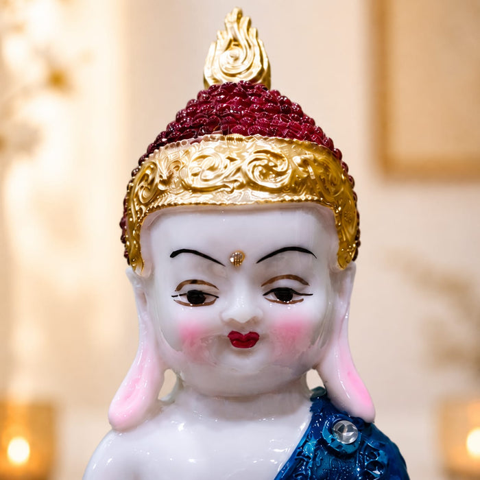 Blue Robe Meditating Baby Buddha Resin Showpiece (9.8 Inch) - View 3