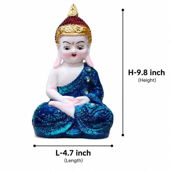 Blue Robe Meditating Baby Buddha Resin Showpiece (9.8 Inch) - View 7