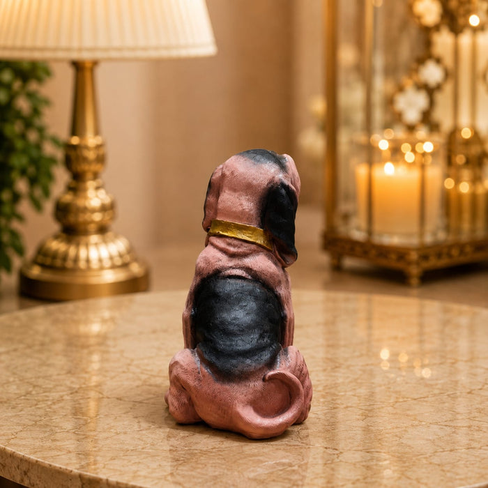 An angled perspective of the Brown Sitting Beagle Figurine highlighting its elegant three-dimensional form and craftsmanship.