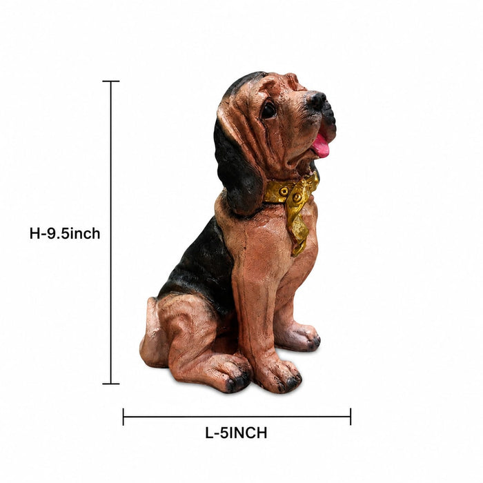 A dimensional diagram illustrating the exact height and width of the Brown Sitting Beagle Figurine.