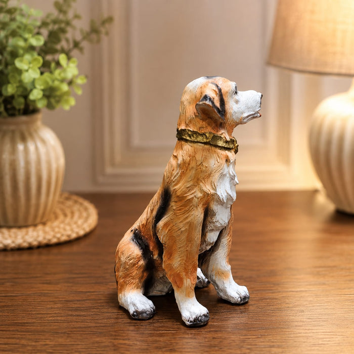 The Brown Sitting Dog Figurine beautifully styled in a modern home interior setting to inspire decor placement.
