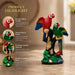 Full front view of Colorful Double Macaw Parrots on Branch Resin Sculpture (9 Inch) on display base against clean studio background