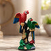 Side profile perspective showcasing elegant three-dimensional contours and sculptural depth of Colorful Double Macaw Parrots on Branch Resin Sculpture (9 Inch)