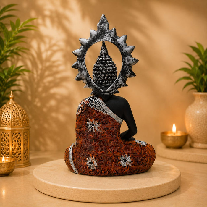 Copper & Gold Finish Meditating Resin Buddha Idol (13 Inch) - View 1