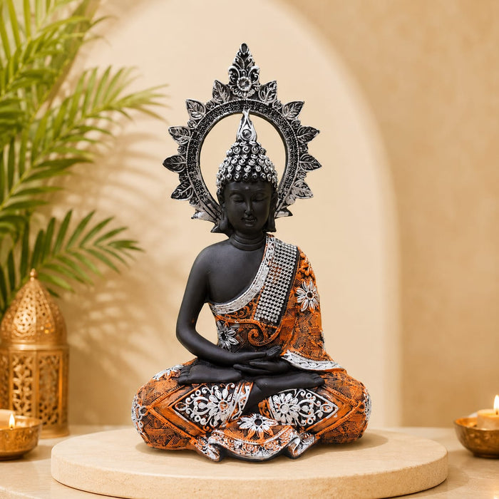 Copper & Gold Finish Meditating Resin Buddha Idol (13 Inch) - View 4