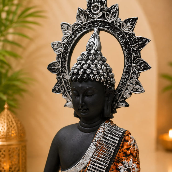 Copper & Gold Finish Meditating Resin Buddha Idol (13 Inch) - View 5