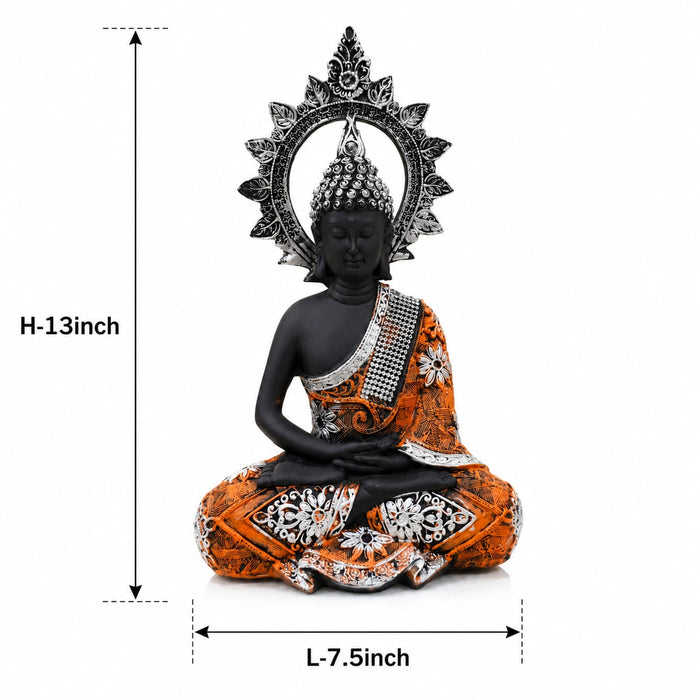 Copper & Gold Finish Meditating Resin Buddha Idol (13 Inch) - View 7