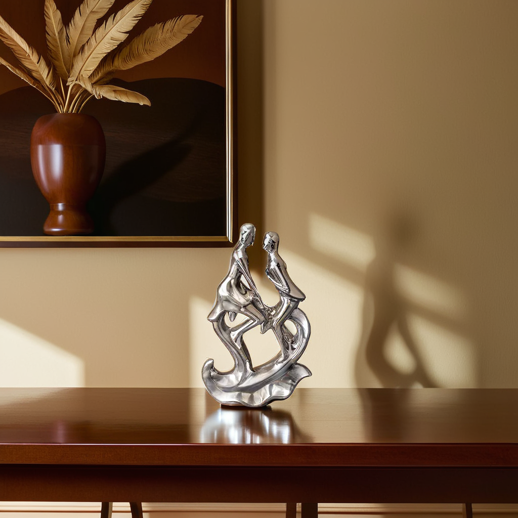 Romantic Abstract Silver Couple Figurine – A Symbol of Love and Harmon ...