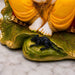 Divine Ganesha with Green Leaf Backdrop Resin Idol (9.5 Inch) - View 1