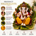 Divine Ganesha with Green Leaf Backdrop Resin Idol (9.5 Inch) - View 2