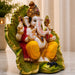 Divine Ganesha with Green Leaf Backdrop Resin Idol (9.5 Inch) - View 3