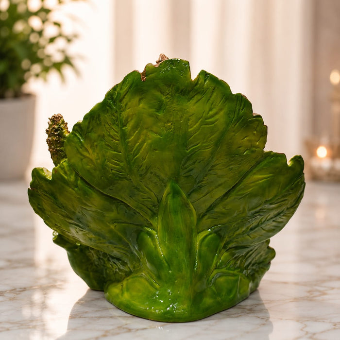Divine Ganesha with Green Leaf Backdrop Resin Idol (9.5 Inch) - View 4