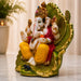 Divine Ganesha with Green Leaf Backdrop Resin Idol (9.5 Inch) - View 6