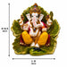 Divine Ganesha with Green Leaf Backdrop Resin Idol (9.5 Inch) - View 8