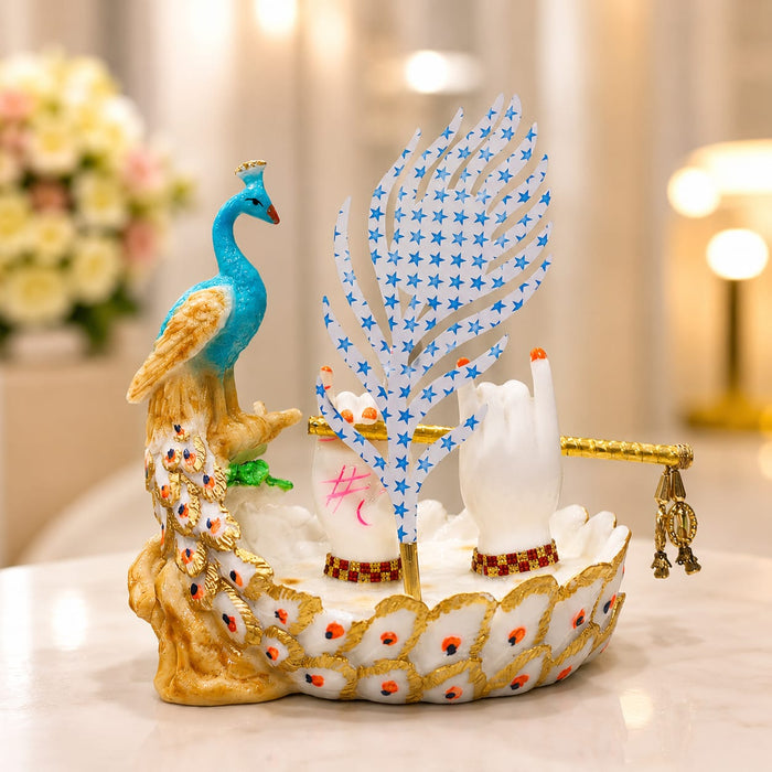 Divine Krishna Hands with Flute & Peacock Resin Idol (9.2 Inch) - View 2