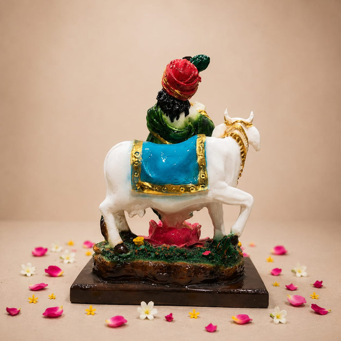 Divine Krishna Playing Flute with Holy Cow Resin Idol (9.5 Inch) - View 6