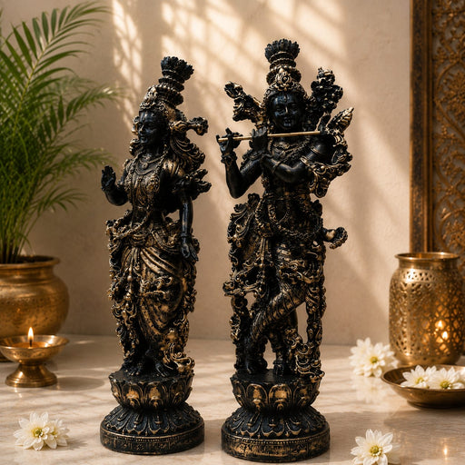 Divine Radha Krishna Flute Couple Resin Statue (Style 1) (14 Inch) - View 4