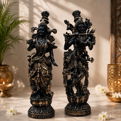 Divine Radha Krishna Flute Couple Resin Statue (Style 1) (14 Inch) - View 5