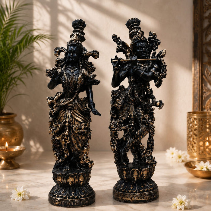 Divine Radha Krishna Flute Couple Resin Statue (Style 1) (14 Inch) - View 5