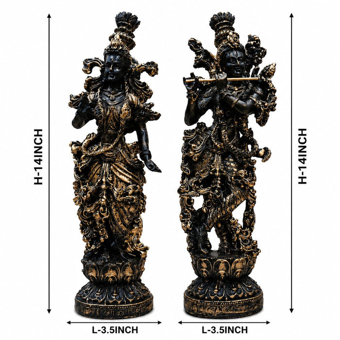 Divine Radha Krishna Flute Couple Resin Statue (Style 1) (14 Inch) - View 7