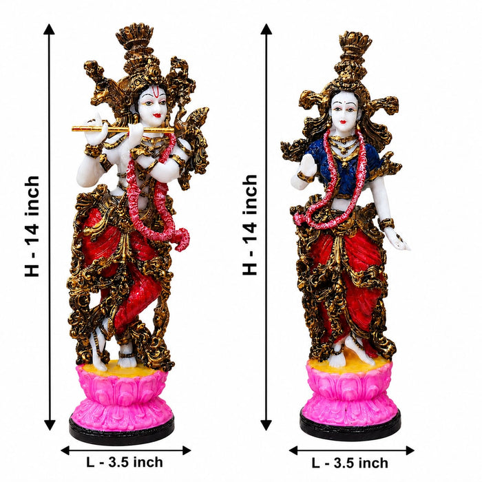 Divine Radha Krishna Flute Couple Resin Statue (Style 2) (14 Inch) - View 1