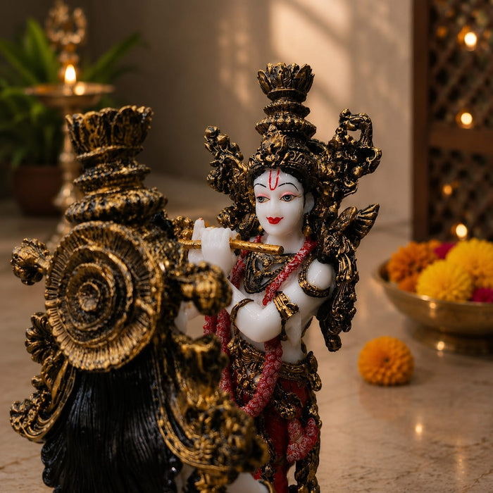 Divine Radha Krishna Flute Couple Resin Statue (Style 2) (14 Inch) - View 2