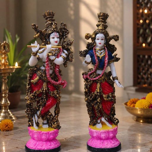 Divine Radha Krishna Flute Couple Resin Statue (Style 2) (14 Inch) - View 3