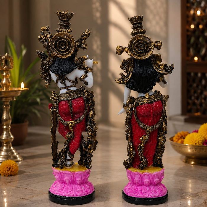 Divine Radha Krishna Flute Couple Resin Statue (Style 2) (14 Inch) - View 4