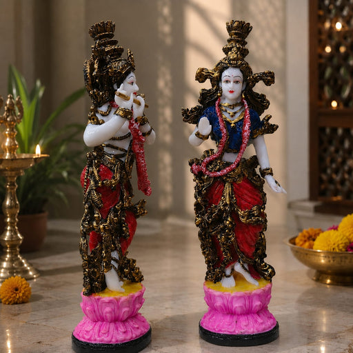Divine Radha Krishna Flute Couple Resin Statue (Style 2) (14 Inch) - View 6