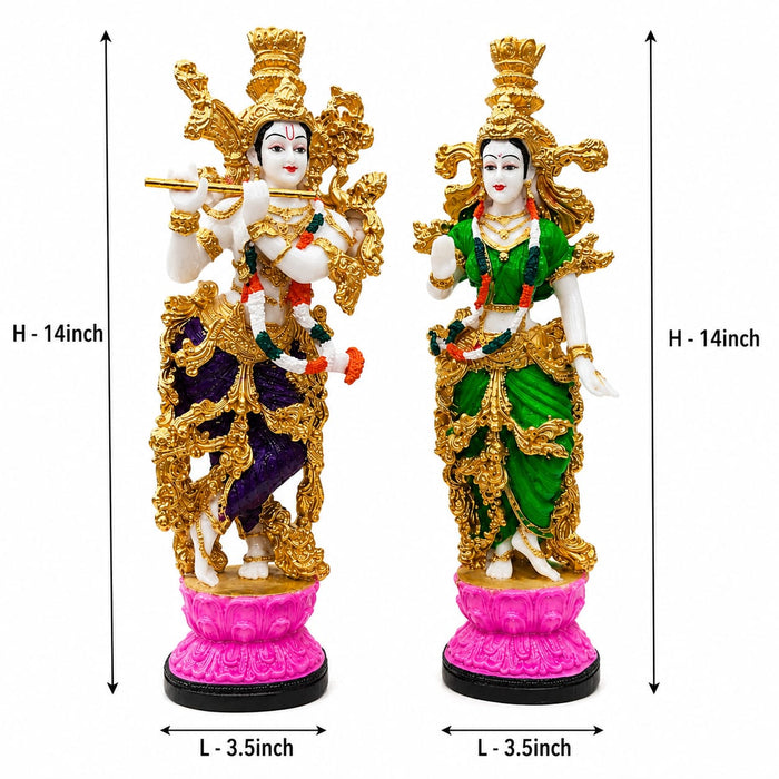 Divine Radha Krishna Flute Couple Resin Statue (Style 3) (14 Inch) - View 1