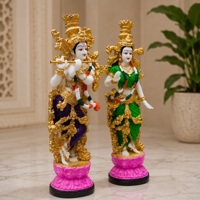 Divine Radha Krishna Flute Couple Resin Statue (Style 3) (14 Inch) - View 3