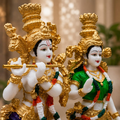 Divine Radha Krishna Flute Couple Resin Statue (Style 3) (14 Inch) - View 4
