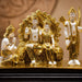 Product feature highlights and craftsmanship overview infographic for Divine Ram Darbar Resin Idol on Royal Throne (11 Inch)