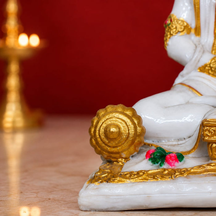 Divine Sitting Hanuman Resin Idol with Intricate Gold Detailing (16 Inch) - View 1