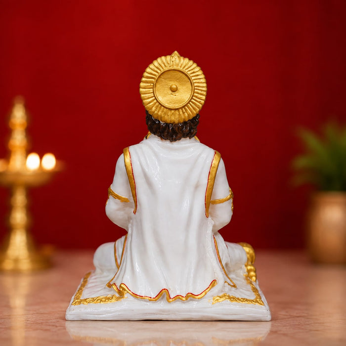 Divine Sitting Hanuman Resin Idol with Intricate Gold Detailing (16 Inch) - View 3