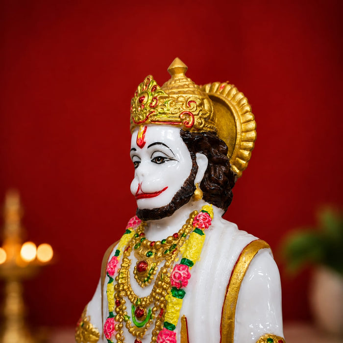 Divine Sitting Hanuman Resin Idol with Intricate Gold Detailing (16 Inch) - View 4